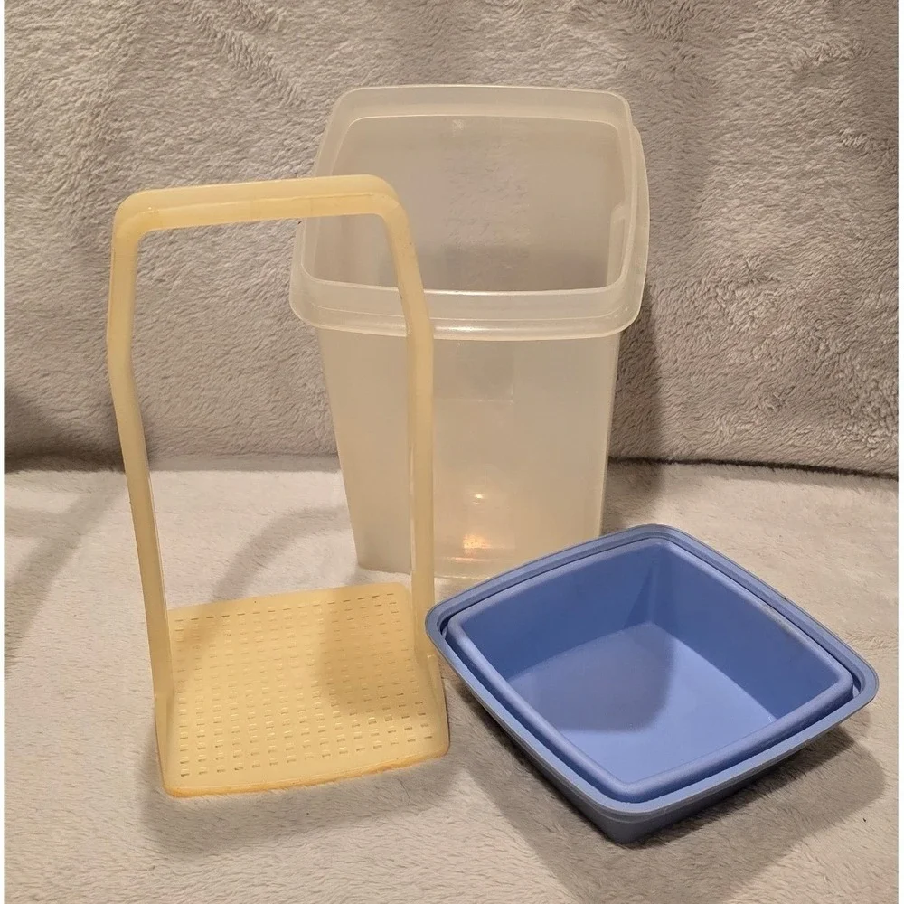Vintage Tupperware Pick-A-Deli Pickle Lifter Container Blue 1560-2 Sheer White